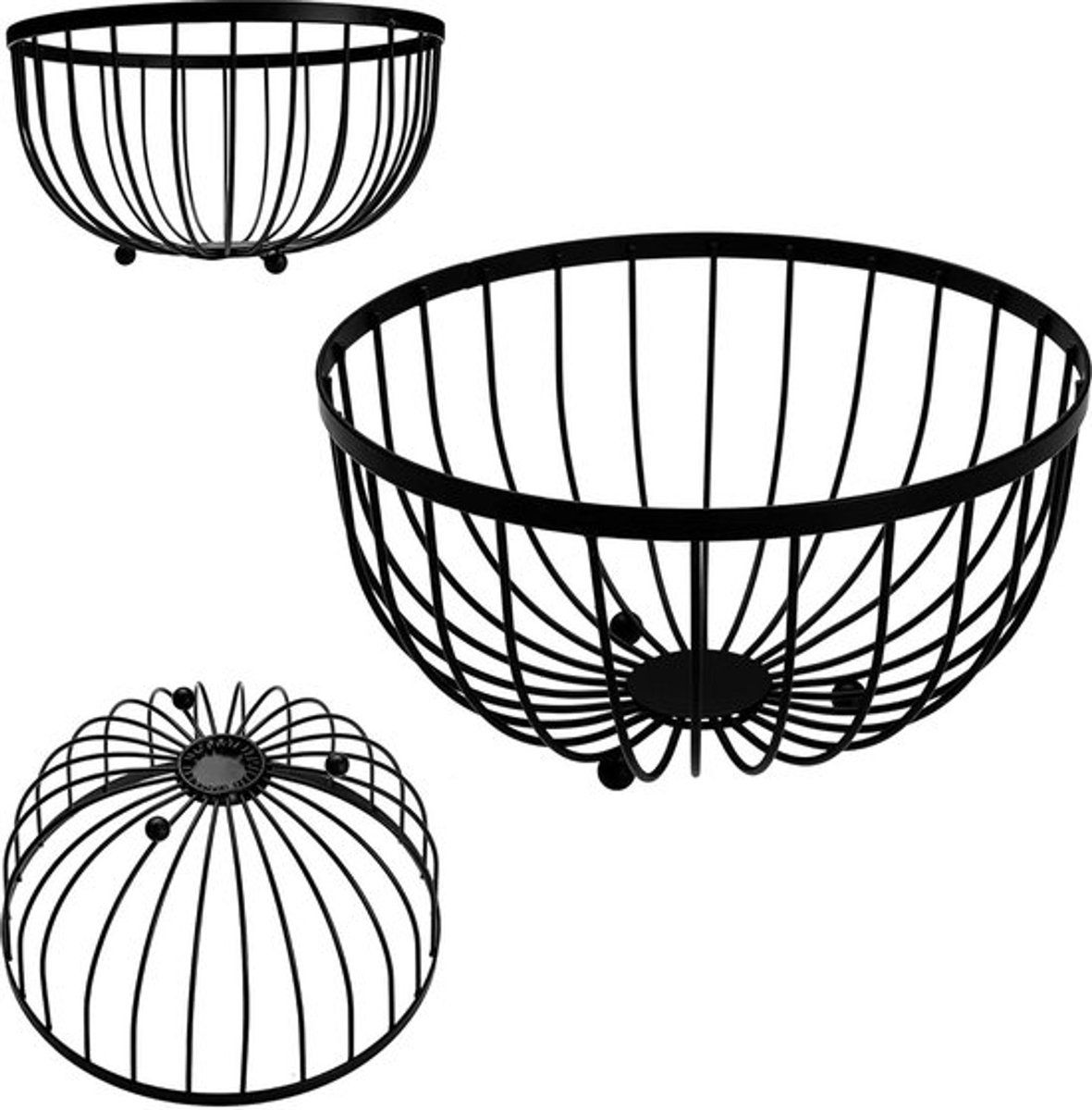 Zwarte Kobe Fruitmand - Metaal - 25x25x138 cm Fruitschaal