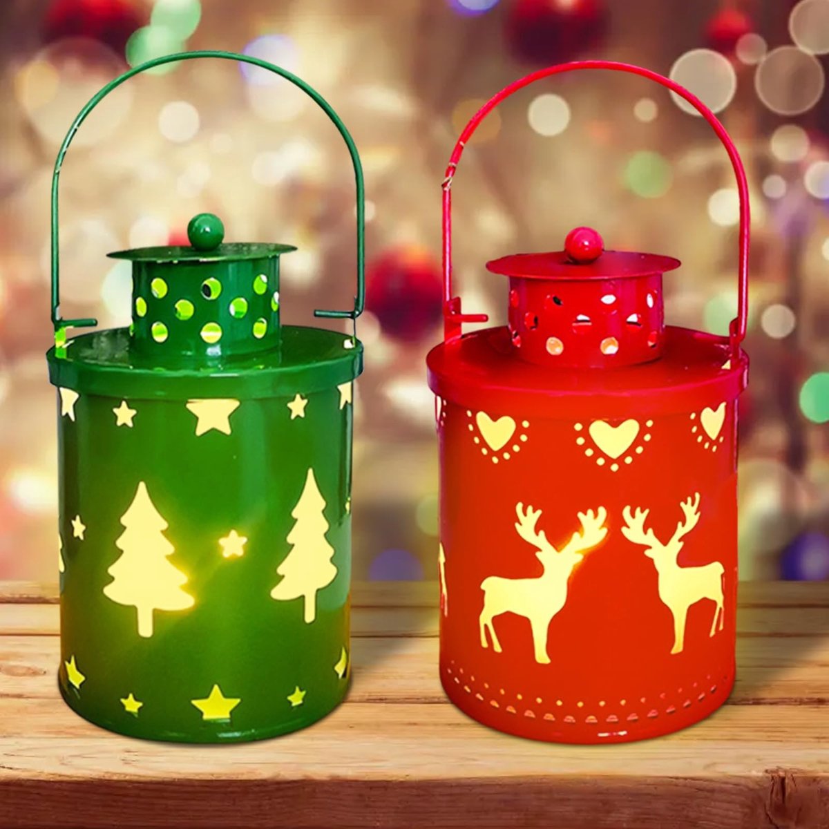 Dailygoody - Kerstdecoratie - Vlamloos windlicht - Hangende led-kerstlantaarn - 12,6 cm - Warm wit licht - Sfeerlicht voor elk huis - Geschikt voor tu