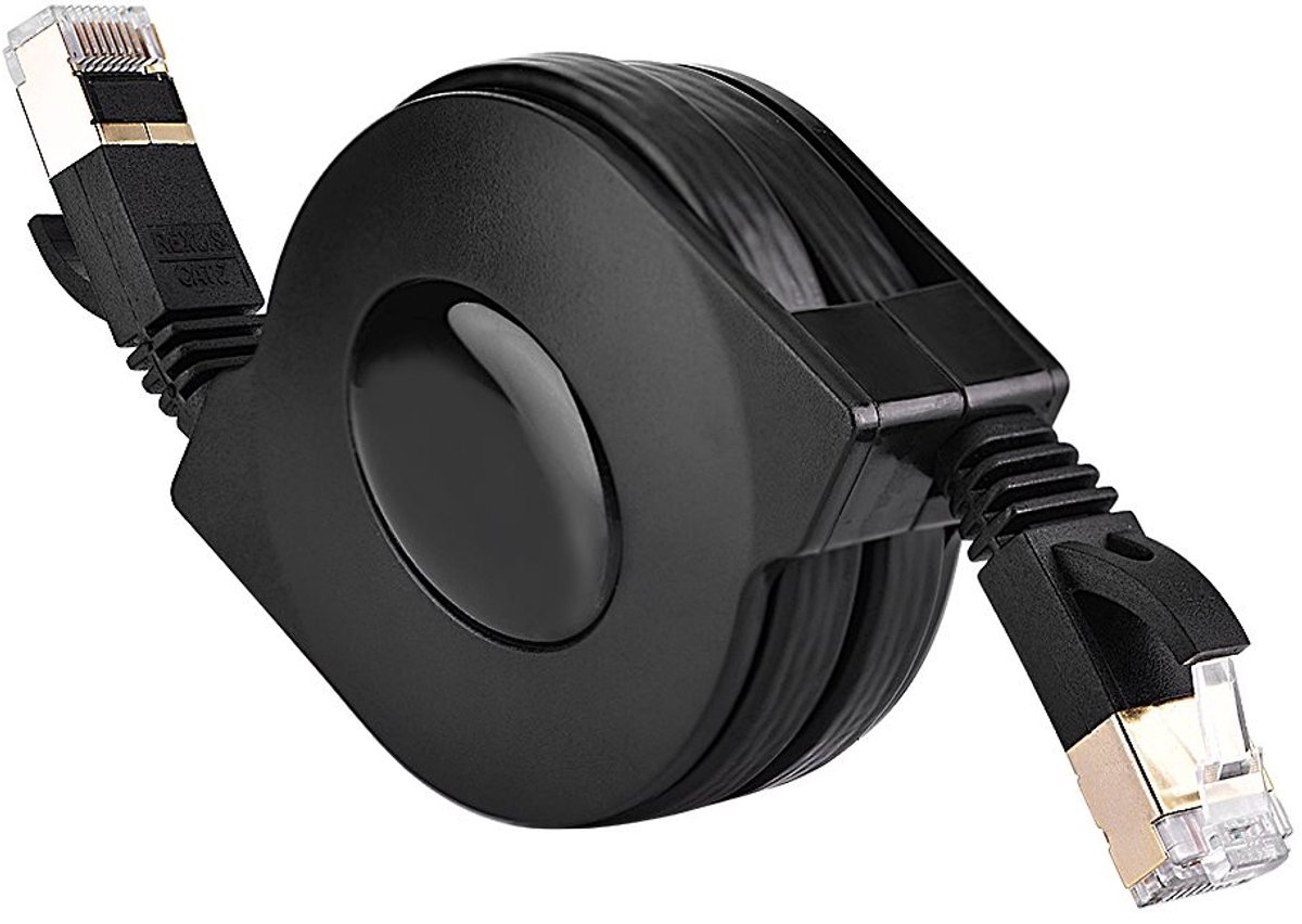 Dailygoody - Retractable Cat7 Ethernet Kabel - 1.5 meter - 10 Gbps Gigabit - Hoogwaardige prestaties - Netwerk kabel - Geschikt voor gaming - Zwart