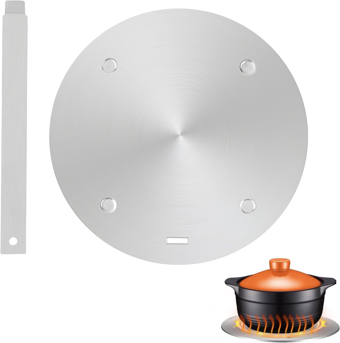 Inductiekookplaat Adapterplaat 20cm, RVS Converterplaat voor Pannen, Warmteverspreider voor Inductiekoken, Geschikt voor Alle Pannen