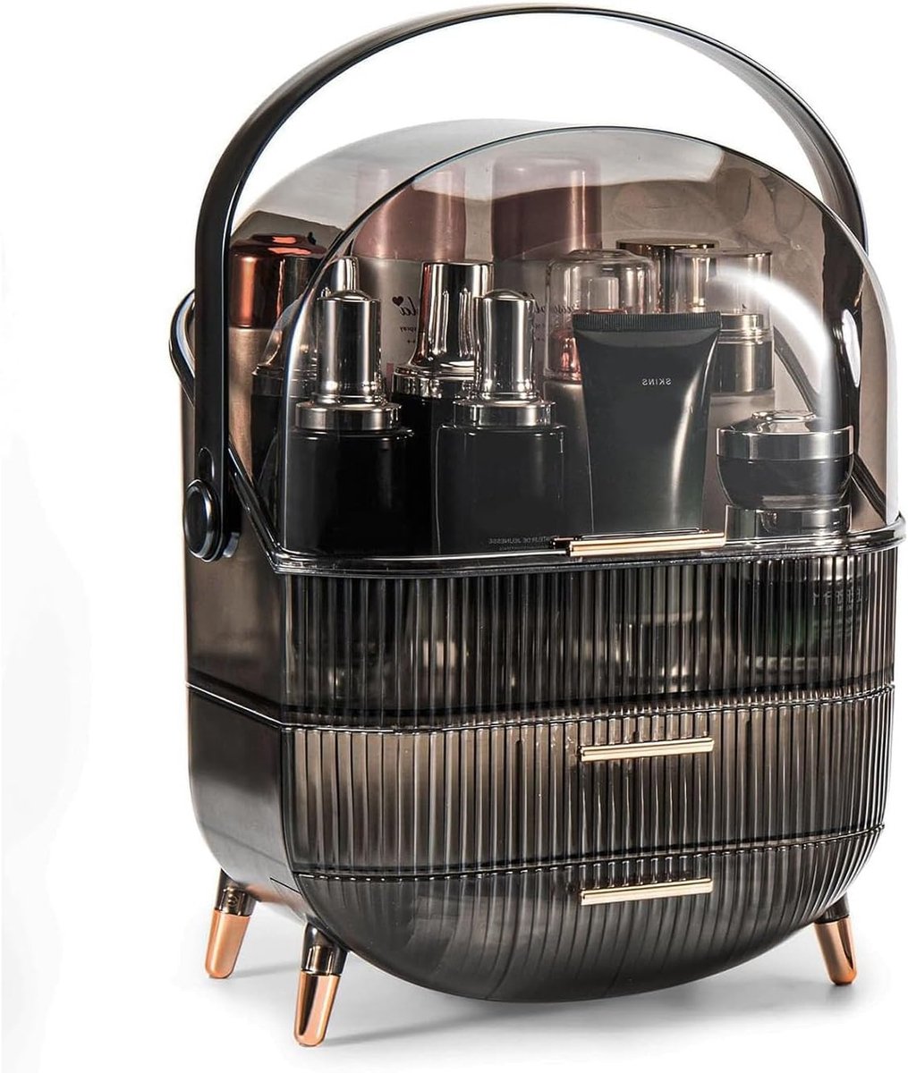Grote Capaciteit Make-up Organizer met 3 Lagen, Waterdichte en Stofdichte Opbergdoos voor Cosmetica, Ideaal voor Badkamer en Toilettafel