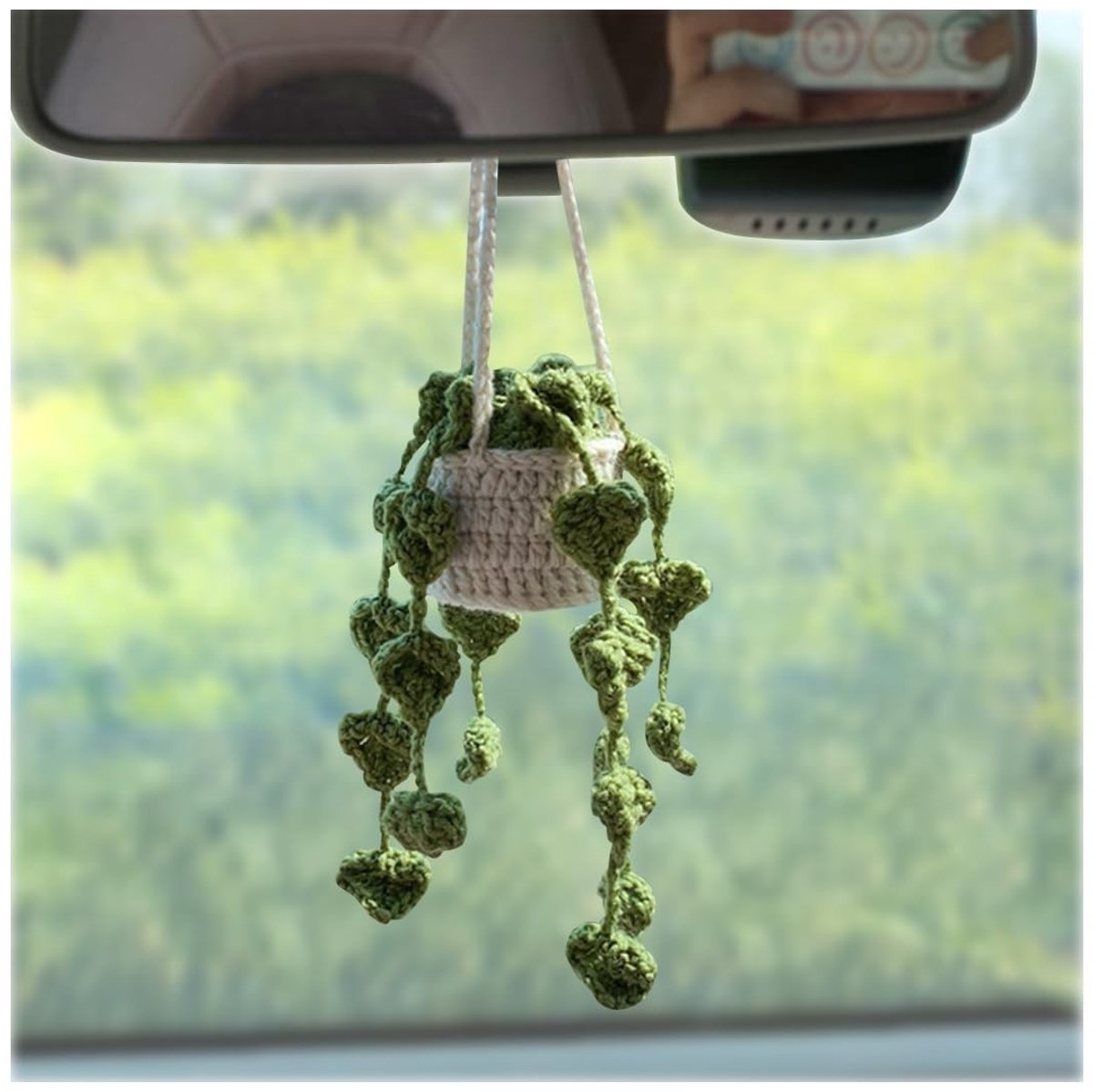 Dailygoods - Dailygoody - Schattige autohanger - Gehaakte potplant - Katoen - Decoratie voor binnenspiegel - Hangend accessoire - Geschikt voor elke auto