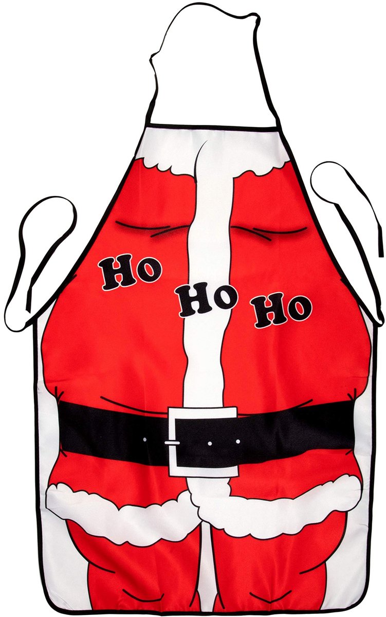Dailygoods - Feestelijk Ho Ho Ho Kok Schort - Kerstmis - Opvallend ontwerp - Rood en wit - Bakschort - Voor de feestdagen - Kerstman stijl