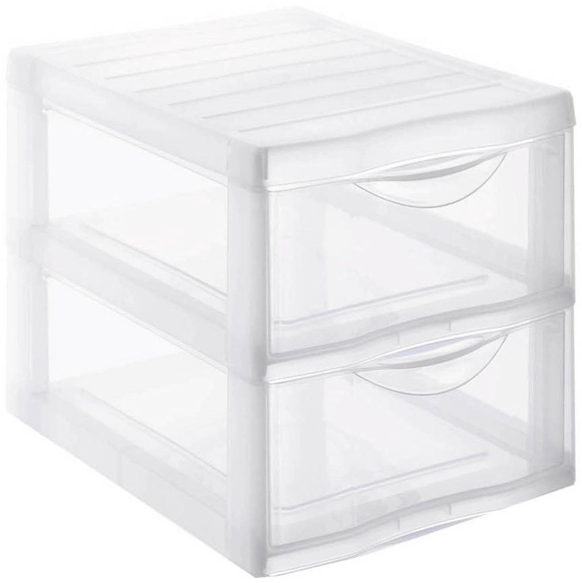 Dailygoods - Dailygoody - kunststof ladekast - 2 transparante laden - ideaal voor kantooropslag - A4 papierformaat - ruimtebesparend - handig voor documenten - com.