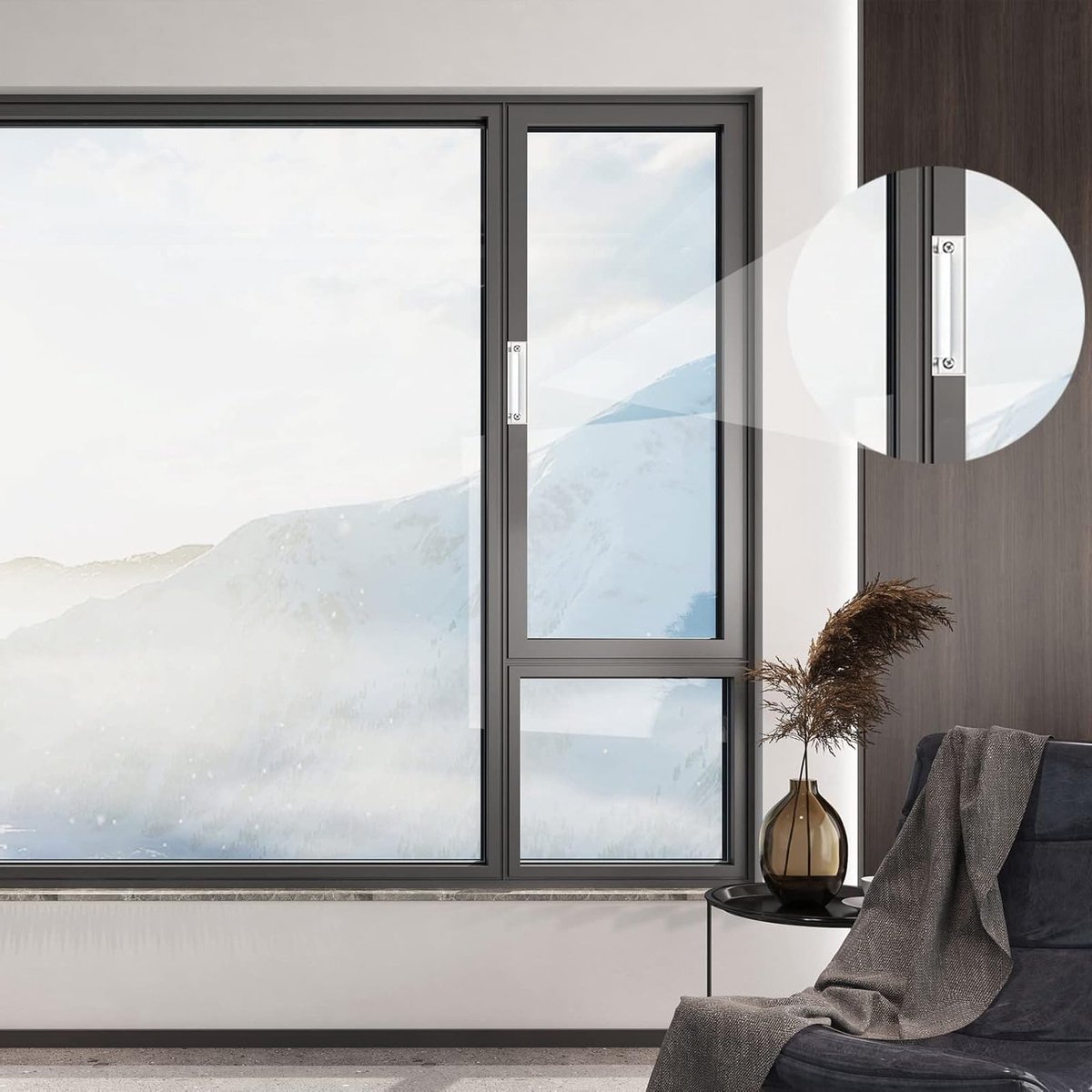Robuuste deurhendel van aluminiumlegering voor balkon- en schuifdeuren, geschikt voor houten deuren en ramen, inclusief 4 schroeven (zilver)