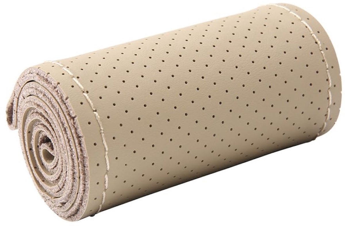 Wambere Leer Stuurwielcover - Universeel 38cm - Handgenaaid - Beige