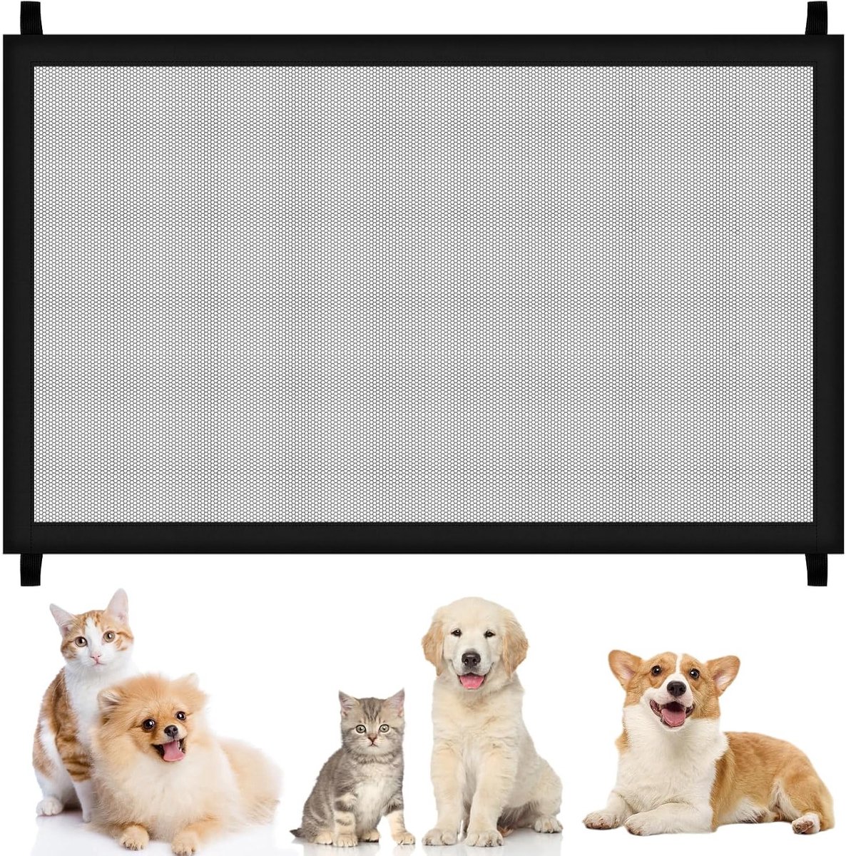 Hondendeur Beschermrooster voor Trappen, Dierenbeveiliging zonder Boren, 110 x 72 cm, Veiligheidshekje voor Honden, Trapbescherming en Dierenbarrière