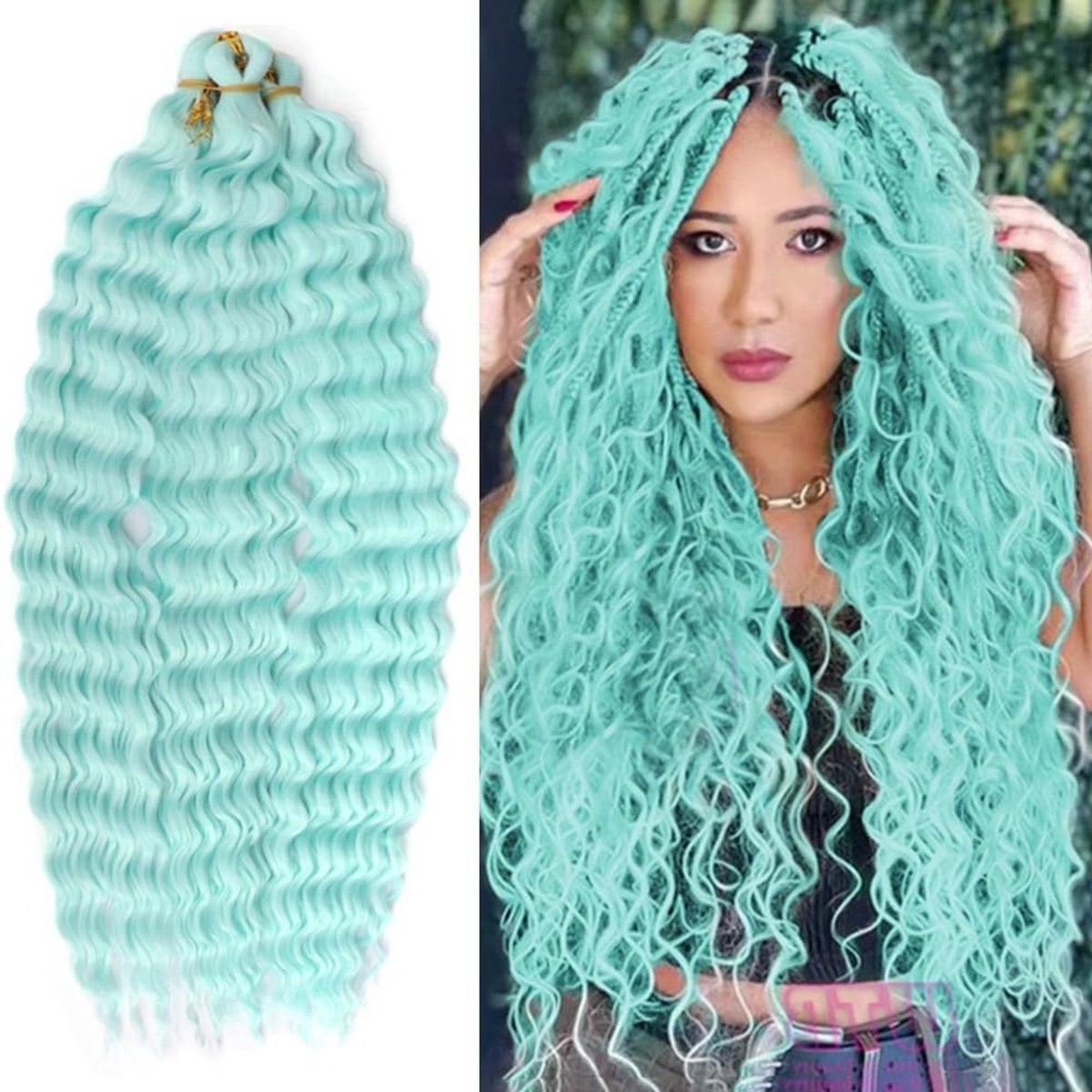 3 Packs 55cm Watergolven Twist Haakhaar voor Butterfly Locs, Bohemian Vlechtwerk en Synthetische Haarextensions voor Vrouwen