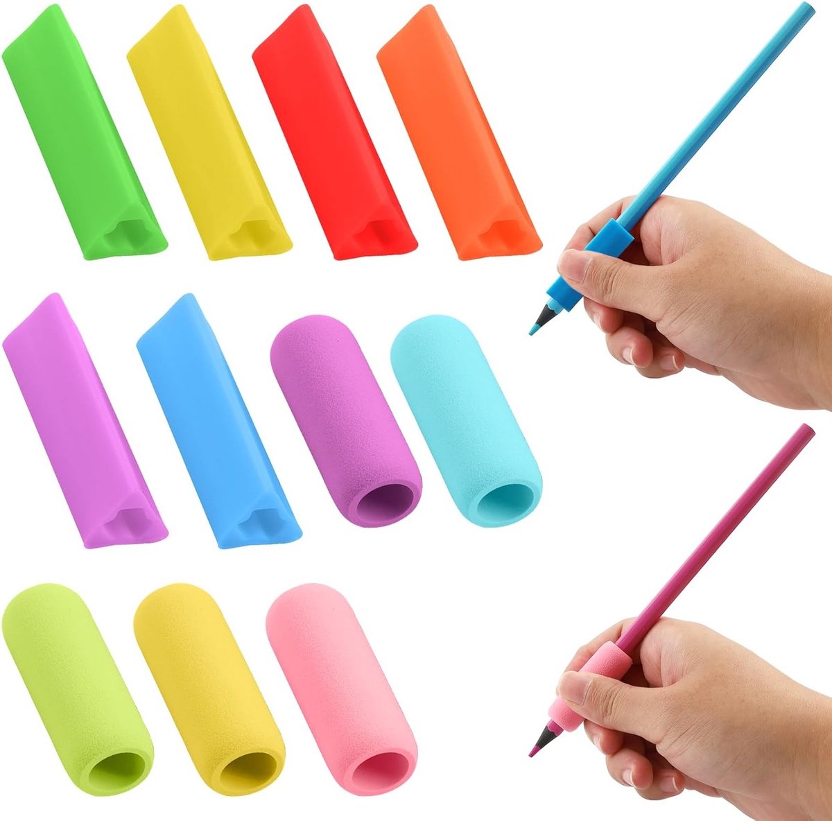 11 Stuks Antislip Schuimrubberen Stiftgrepen voor Ergonomisch Schrijven, Siliconen Potlood Hulp, Ideaal voor Kinderen en Studenten