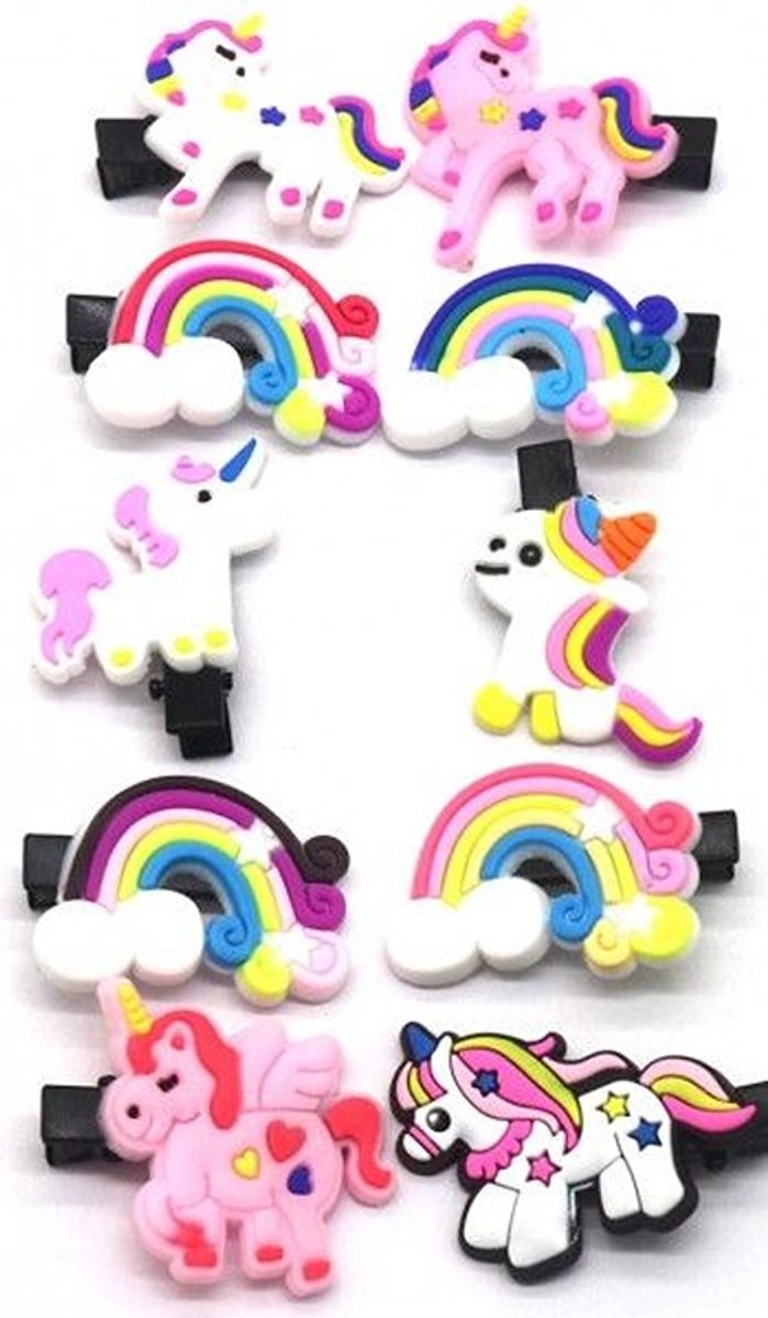 She life style - Haarspeldjes Set 10 stuks voor Kinderen - Eenhoorn & Regenboog