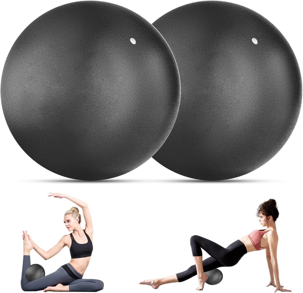Set van 2 mini pilatesballen voor yoga en barre-oefeningen, 22-25 cm, ideale buigballen voor thuistraining