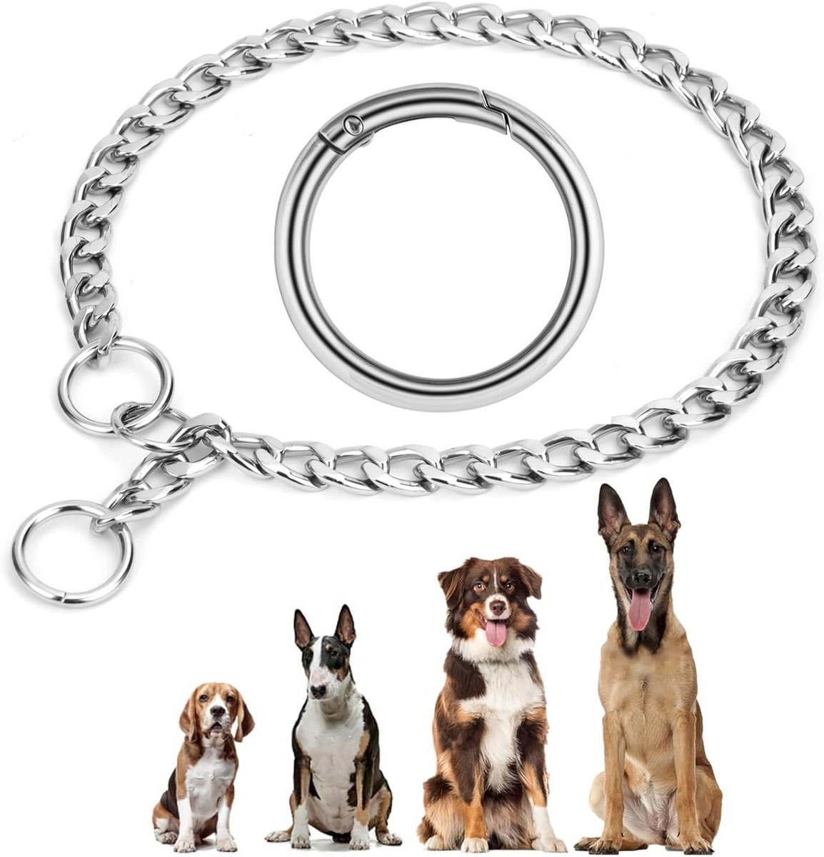 Verstelbare Metalen Halsband voor Honden, Geen Trekfunctie, Duurzaam en Comfortabel voor Kleine en Grote Honden, Ideaal voor Training en Wandelen
