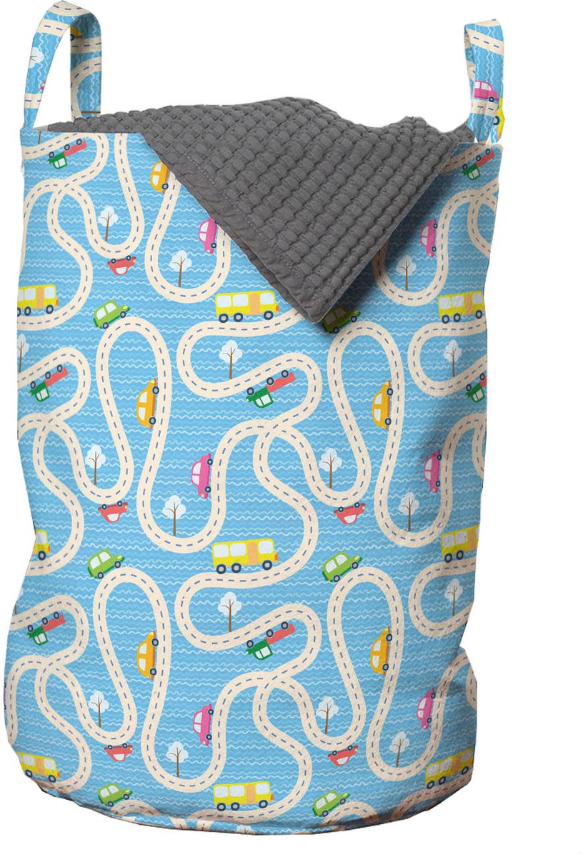 ABAKUHAUS Nursery Activity waszak, wasmand met handvaten, trekkoorddichting voor wasserettes, lichtblauwe crème