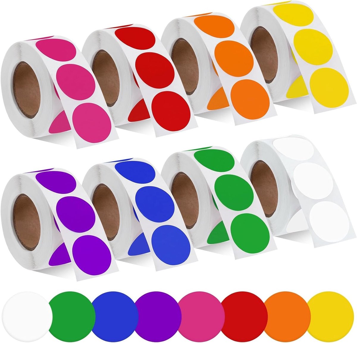 4000 Stuks Zelfklevende Waterdichte Cirkelstickers in 8 Kleuren - 2.5 cm Punt Labels, Perfect voor Organiseren en Labelen