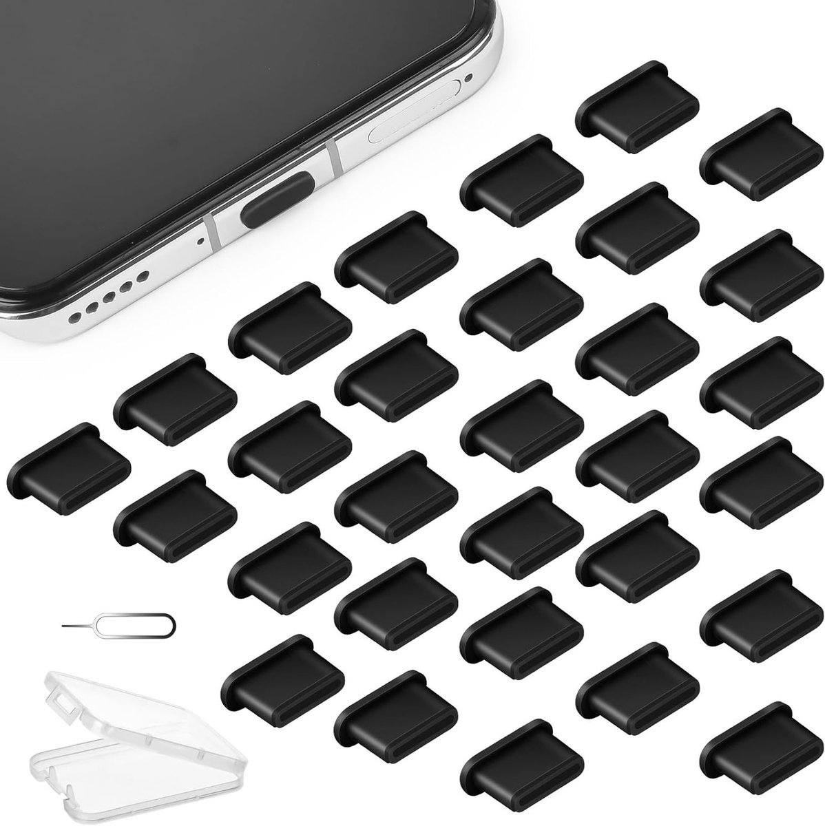 USB C Beschermdoppen, 30 Stuks Type C Stofdop, Siliconen Stofdop voor Mobiele Telefoon en Tablet, Bescherming voor Samsung Galaxy en Xiaomi