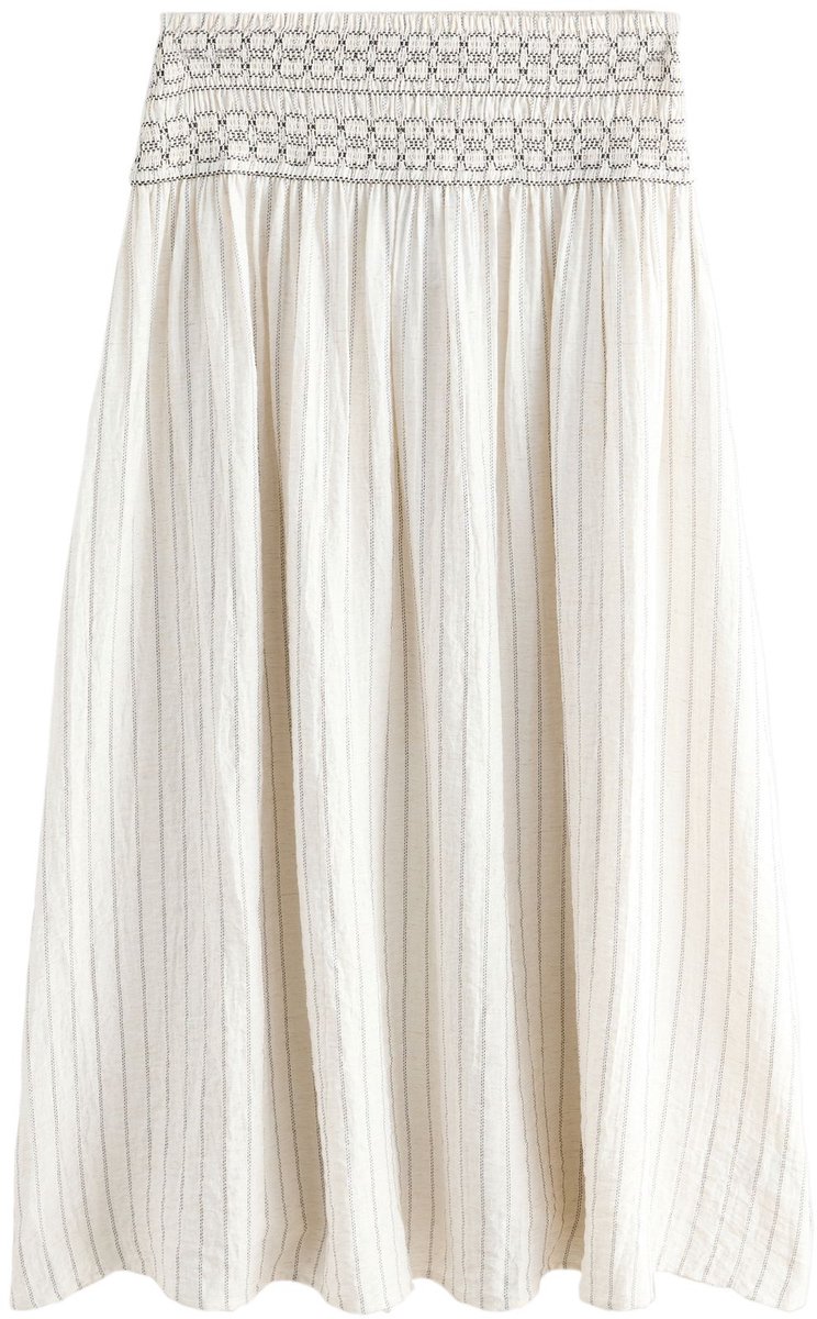 Next - Dames - Lange rok met gesmokte taille - Crème
