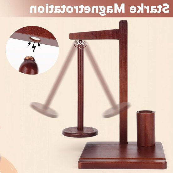 Multifunctionele Houten Wolhouder met Magnetische Functie, Draaibare Wol Reel en Telefoonstandaard voor Haakjes en Breiwerk — afbeelding 3