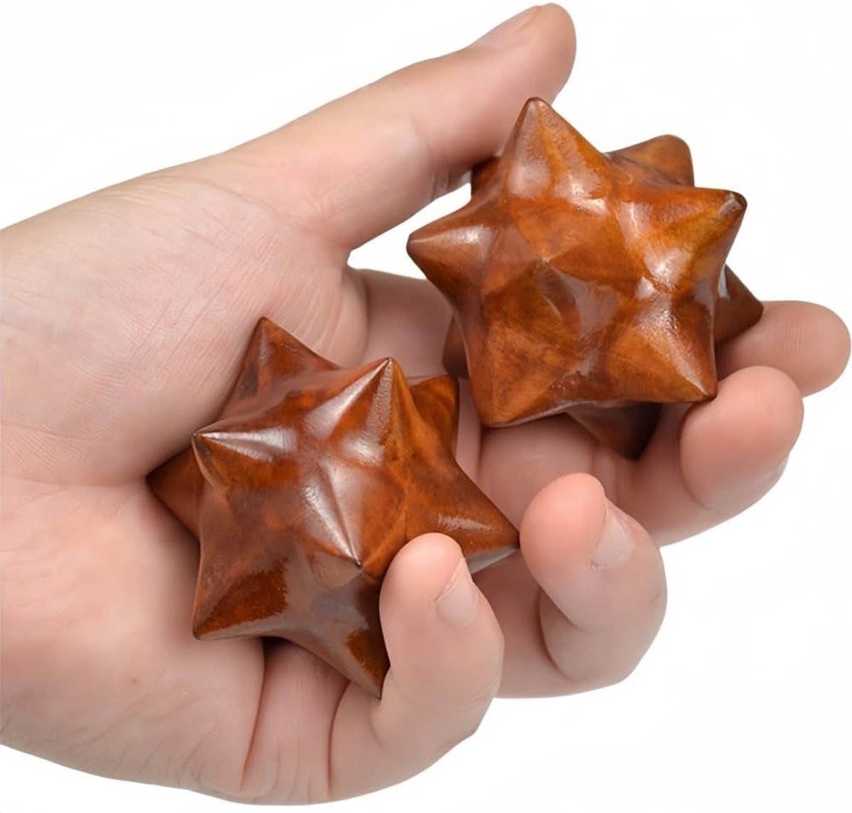Natuurlijke houten massageballen set van 2 voor ontspanning, handacupressuur en vingertraining, ideaal voor stressverlichting en wellness