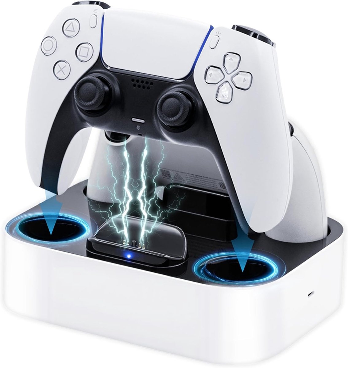 Oplaadstation voor PS5 Controllers - Dubbele Oplader met Oververhittingsbeveiliging en LED Display voor PlayStation 5 DualSense Controllers, Wit