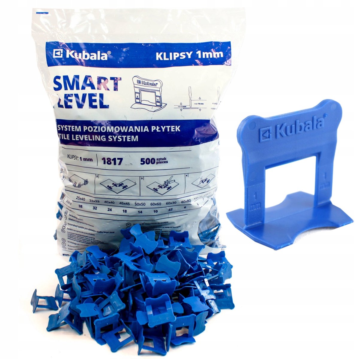 Kubala Smart Level - Tegelniveausysteem - Klipsen 1mm - 500 Stuks