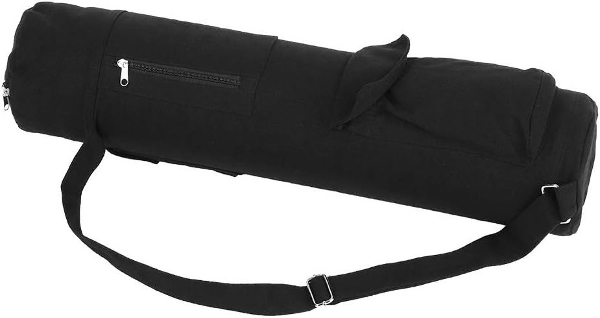 Multifunctionele Yoga Mat Tas van Zwart Canvas met Verstelbare Schouderband voor het Draagbaar Opslaan van Trainingsmateriaal en Accessoires