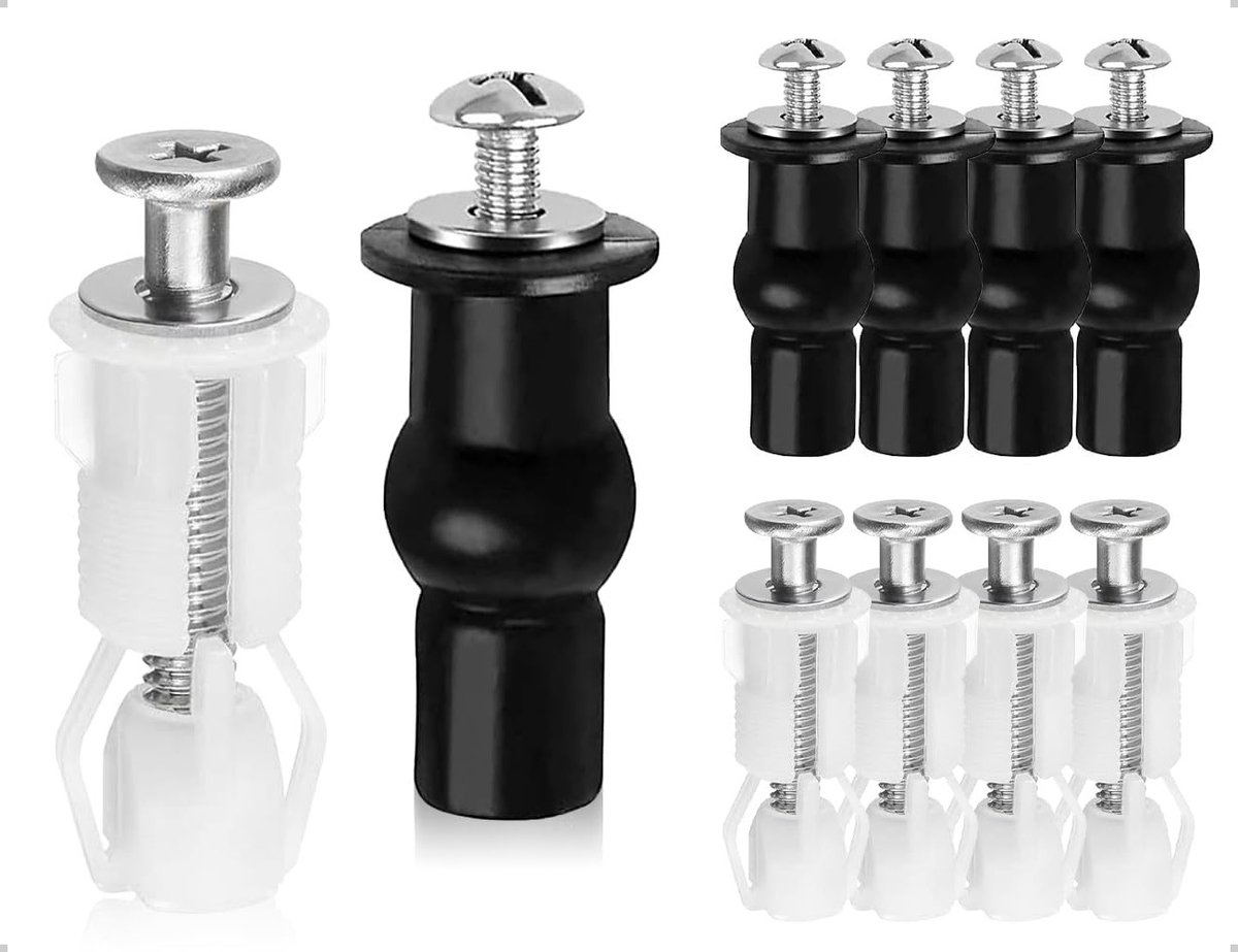 Toiletbril bevestigingsset met 8 stuks, rubberen expansiebolts en schroeven voor toiletdeksel, vervangende onderdelen voor een stevige montage