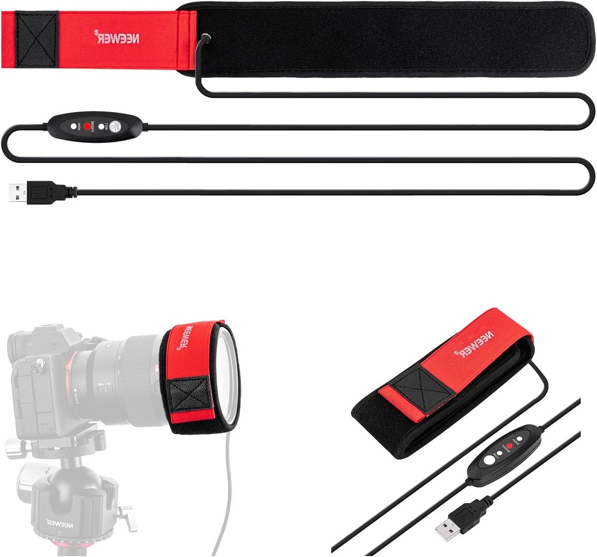 600mm USB Lens Heater met 3 Temperatuurinstellingen voor DSLR, Spiegelloze Camera's en Telescoop, Voorkomt Dauw en Condensatie tijdens Astrofotografie