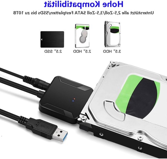 USB 3.0 naar SATA Adapter voor 2.5"/3.5" HDD/SSD - Snelle Gegevensoverdracht met 12V/2A Voeding en Optische Schijfondersteuning — afbeelding 3