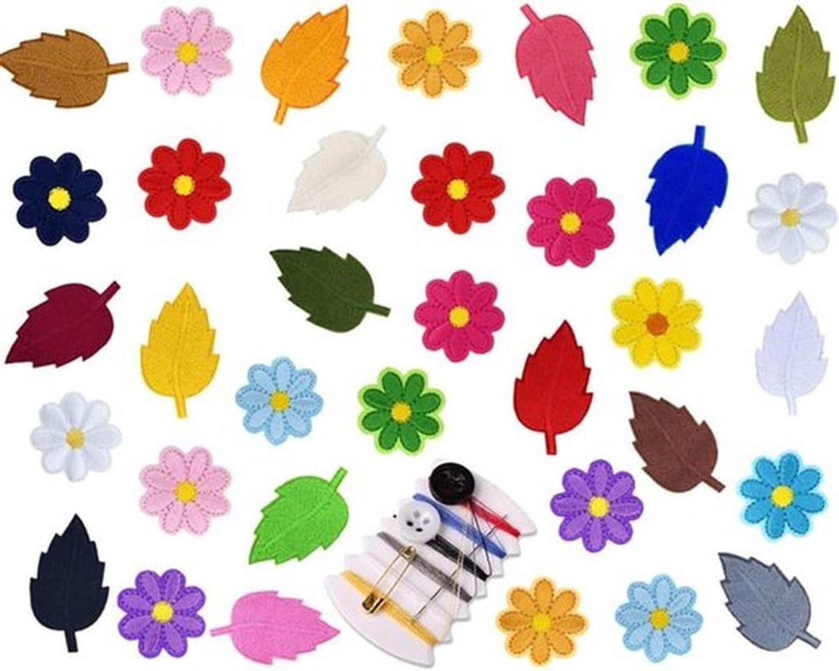 Geborduurde Bloemen Patches - Set van 35 Stuks voor DIY Applicaties