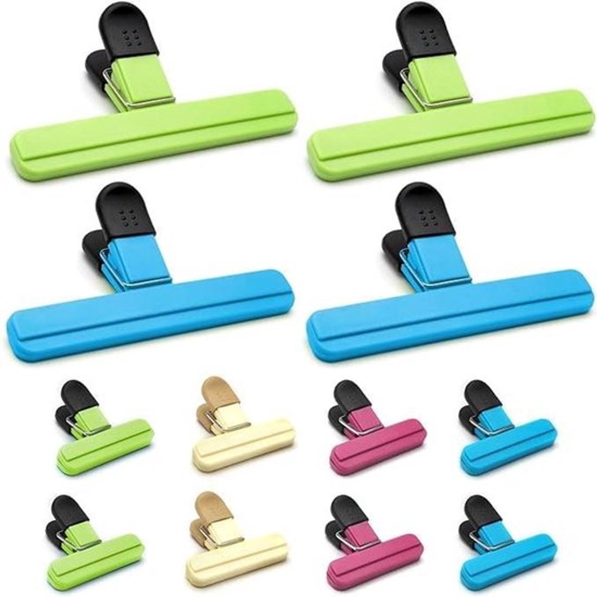 Herbruikbare sluitclips voor zakjes - voedselklemmen - 12 stuks