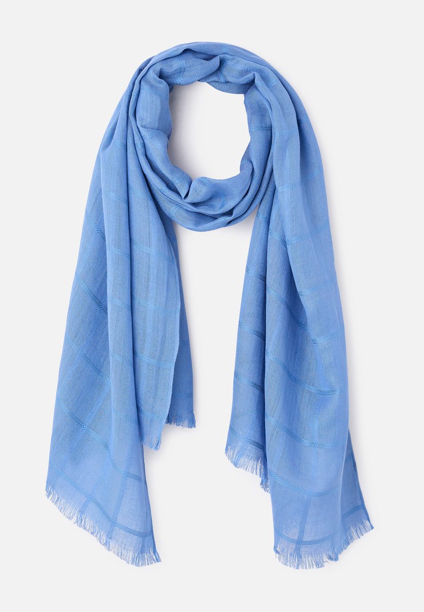 Damart - Stola van geruite stof - Dames - Blauw - Eén maat