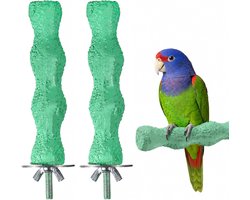 JeiibrZui Natuurlijke Slijpsteen Voor Vogels - 14,5 Cm - 2 Stuks Groene Zithouders Met Roestvrijstalen Schroeven Voor Papegaaien En Parkieten