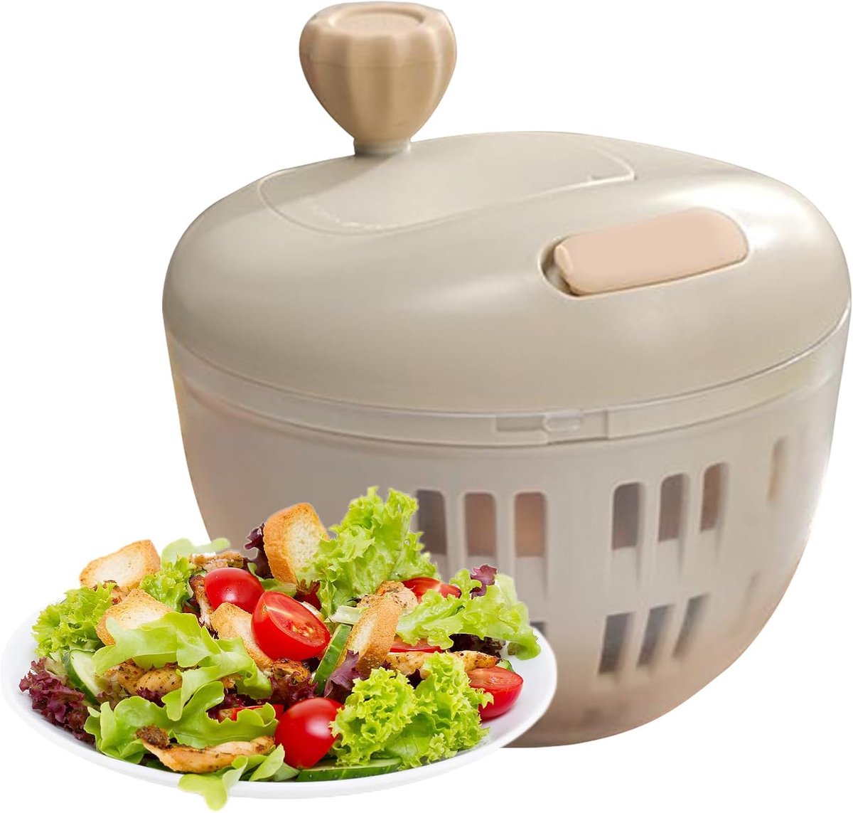 JeiibrZui Saladeslinger - 14,5 x 14,5 x 12 cm - 1 Stuks - Efficiënt Drogen - Wit voor Camping en Thuisgebruik