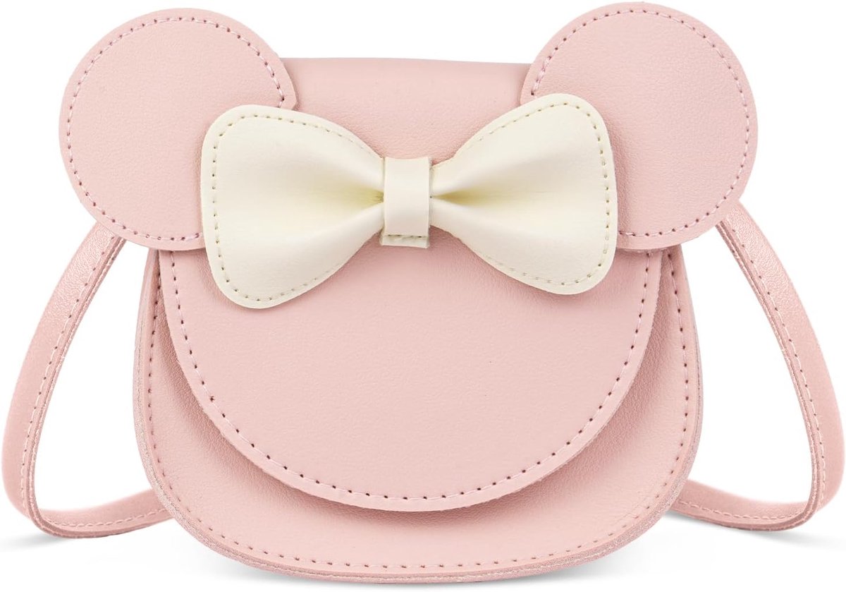 JeiibrZui Meisjes Schoudertas Met Strik - 14x13x4,5 Cm - 1 Stuks - Verstelbare Riemen - Roze
