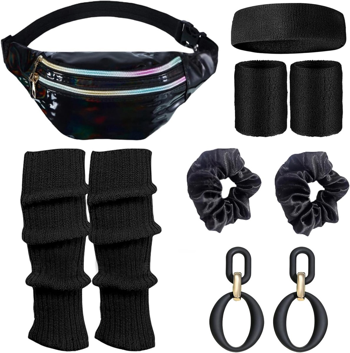Retro 80s dames outfit met kostuum, accessoires en jaren 90 stijl voor carnaval en themafeesten