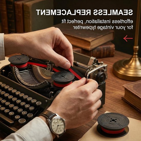 Reserveband voor schrijfmachine van stof met dubbele spoel, 8 meter nylon schrijfmachinetape, geschikt voor Olivetti modellen en andere schrijfmachines — afbeelding 5
