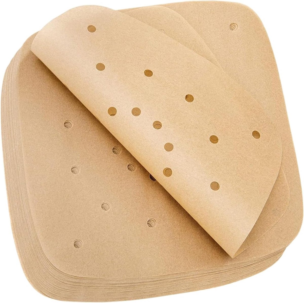 100 Stuks Vierkante Airfryer Papieren Liners, 20.5 cm, Waterdicht en Vetbestendig voor Stoomoven, Magnetron en Oven