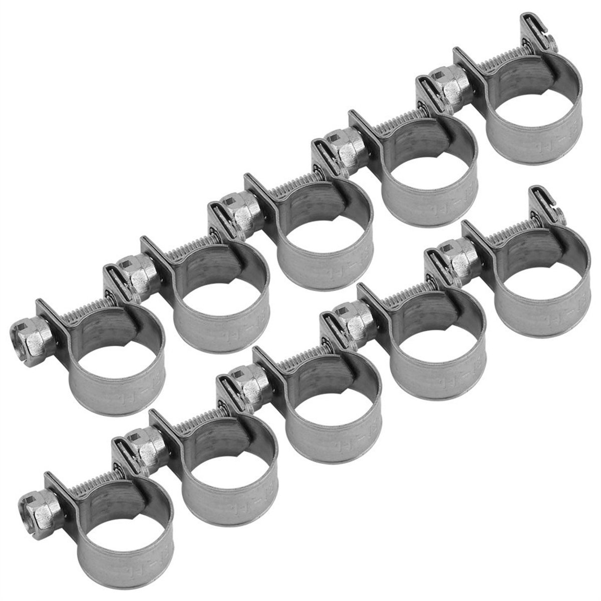 Versterkte Slangklem met Pin 100mm - RVS Mini Brandstofslang Klemmen voor Hand- en Power Tools - Optionele Maten 6mm tot 20mm, 10 Stuks