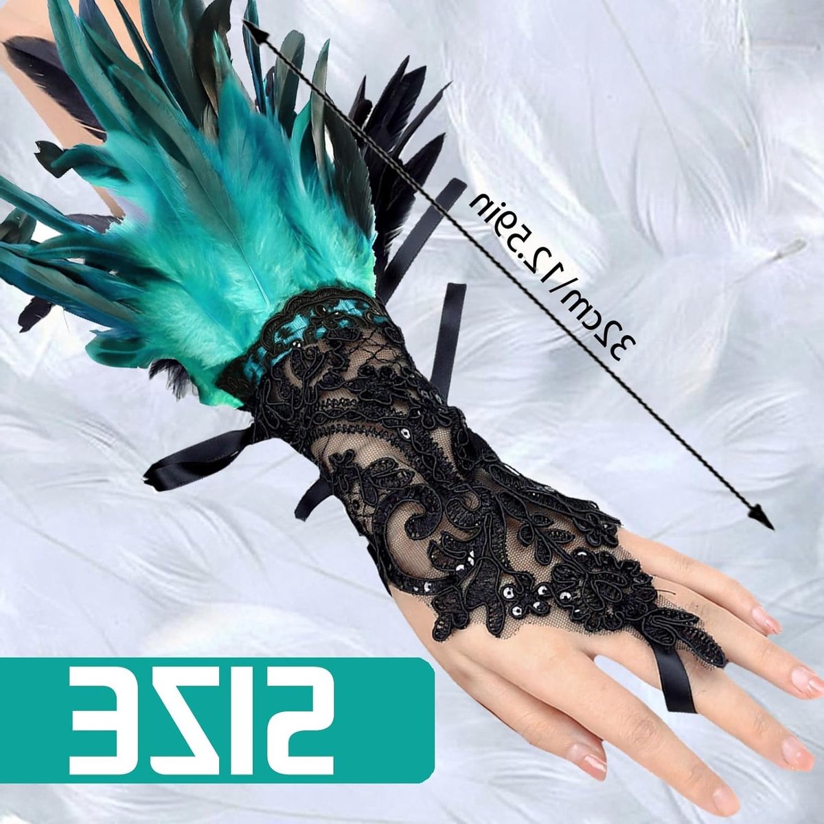 Feather Cuffs en Armband met Veren voor Carnaval en Halloween, Decoratieve Veren Mouwen voor Gothic Kostuums en Feestjes