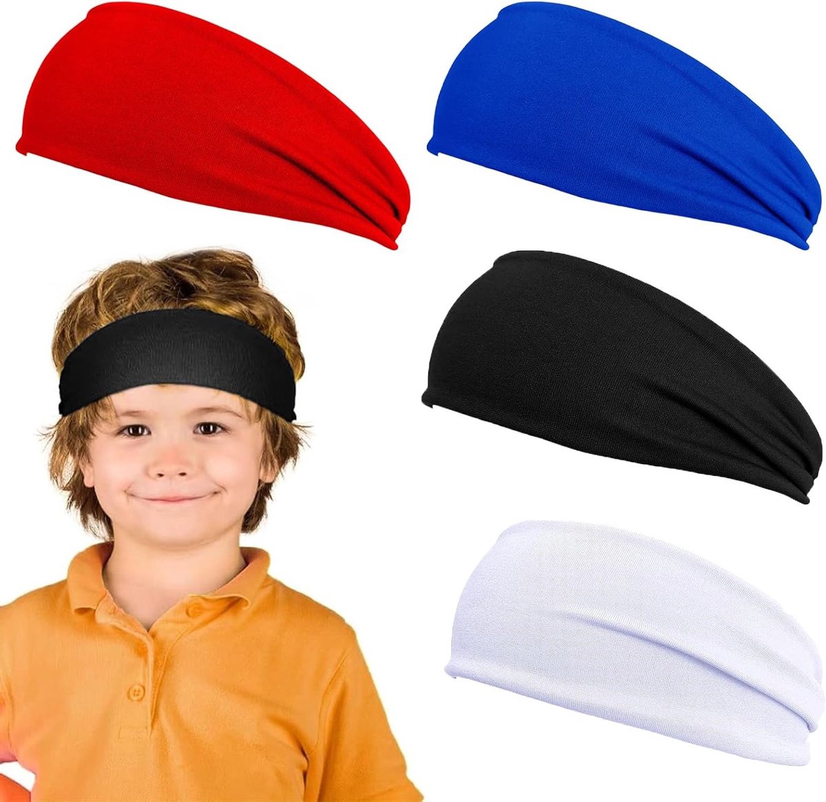 Set van 4 Ademende Sport Sweatbands voor Kinderen - Ideaal voor Voetbal, Honkbal en Activiteiten voor Jongens