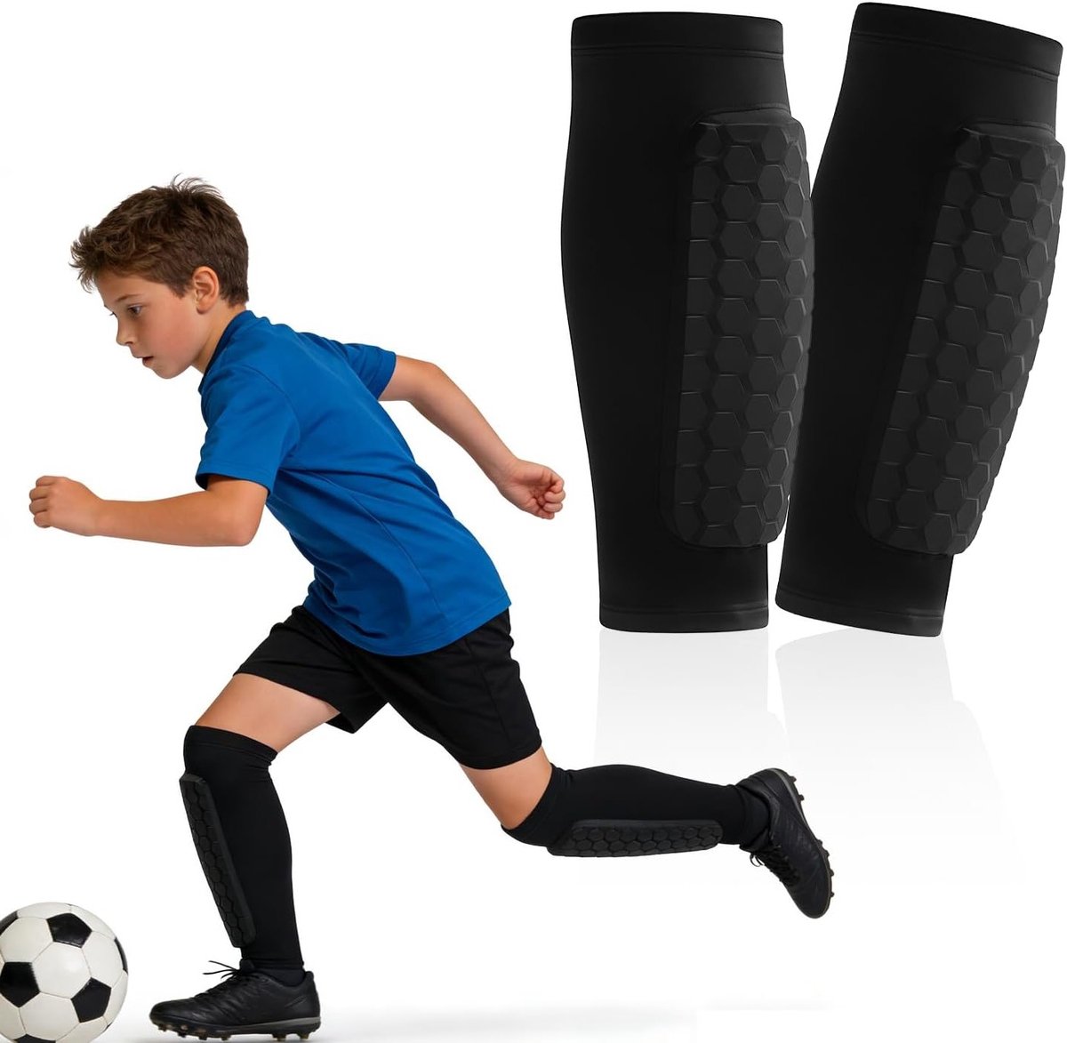 Ademende en lichtgewicht voetbalscheenbeschermers met antislipstrips voor optimale kuitbescherming voor jongens, meisjes en kinderen