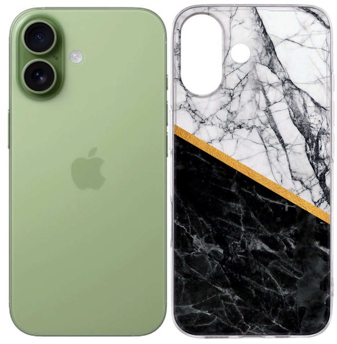 iPhone 17 Hoesje Marble White Black (TPU)