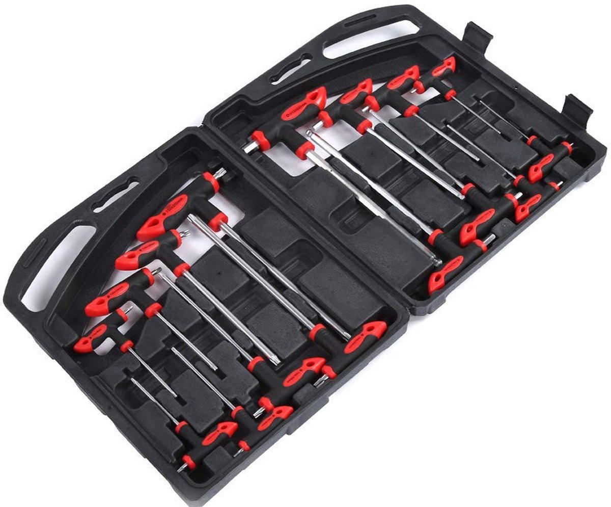 SMOAKEZ- Inbussleutelset 16 Stuks - T-Greep Sleutelset - Chroom-Vanadiumstaal - Comfortabele Grip - Voor Thuis Reparatie - Lichtgewicht