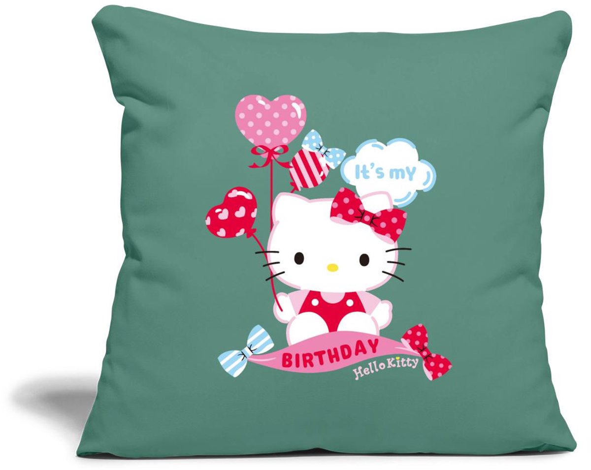 Hello Kitty Met Ballonnen Jarig Ontwerp Sierkussenhoes, 45 x 45 cm