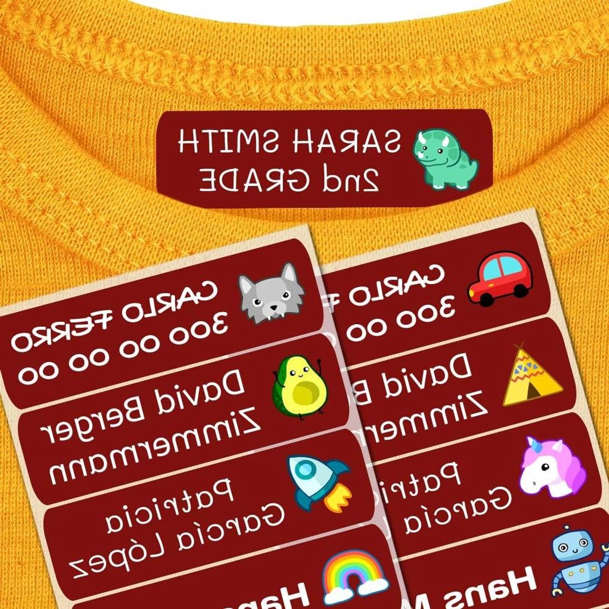 Gepersonaliseerde labels - Strijklabels kleding - Kleding markeren - Eenvoudig strijkbaar - 50 stuks 6x2 cm - Bordeauxrood
