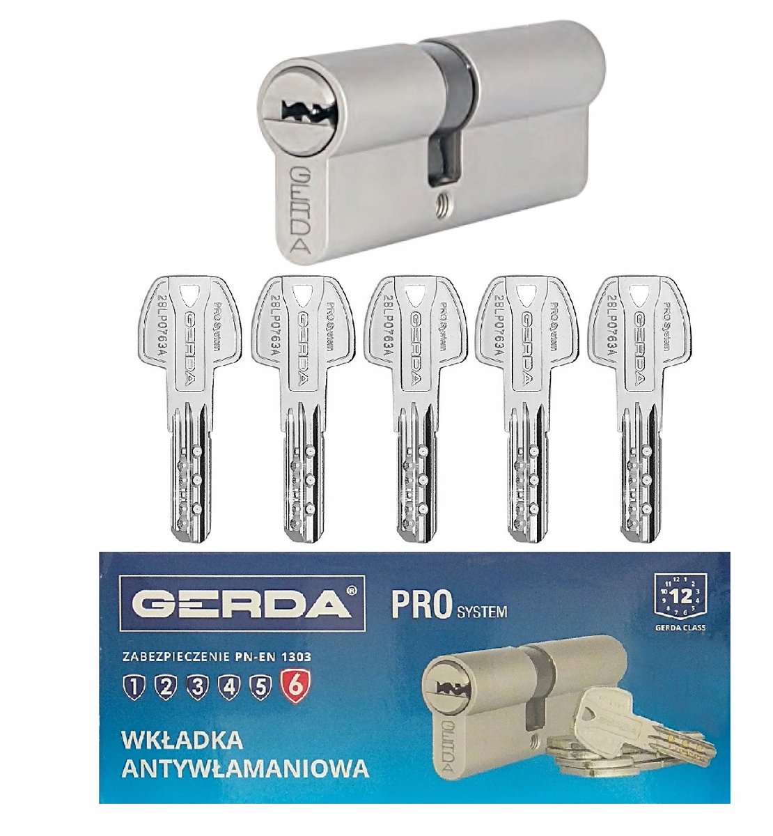Gerda Pro System Antidiefstal Cilinder 30/45mm Nikkel Satin