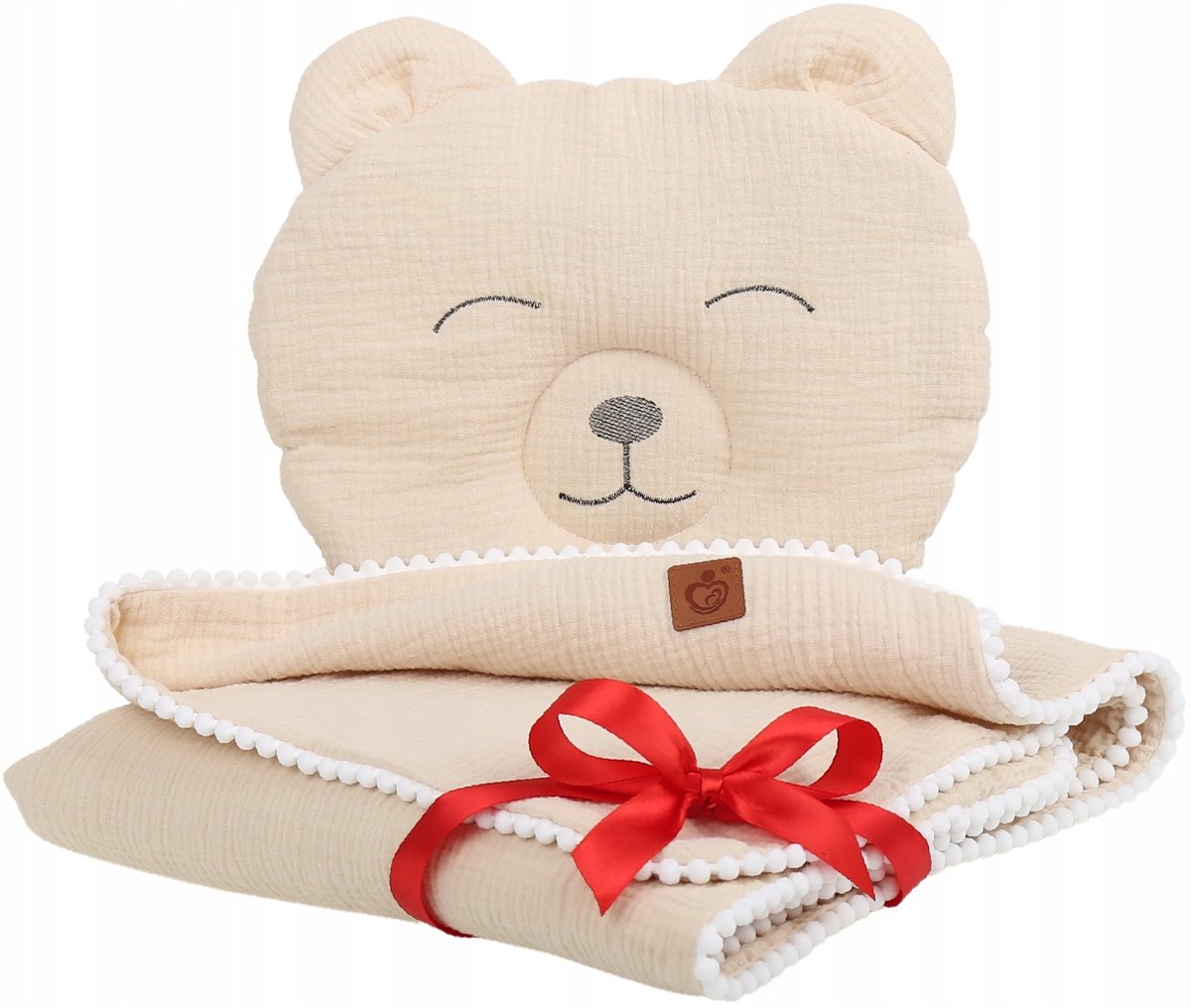 Babymam Mousseline Dekentje & Knuffelbeer Kusset - Cadeau