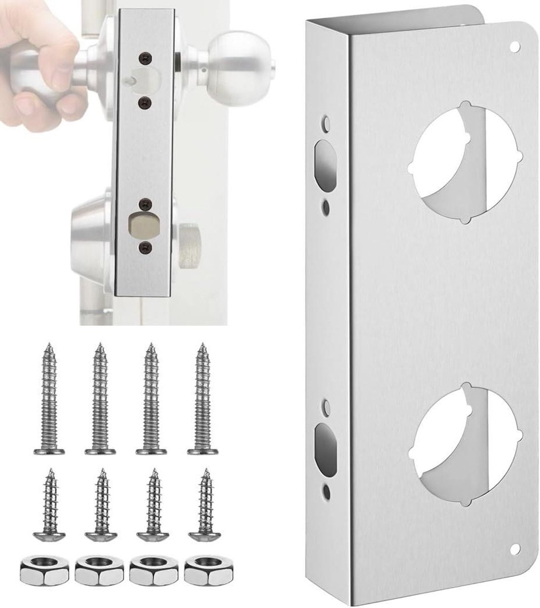 Deurslot Versterker - Slot Plaat - Extra Beveiliging - Roestvrij Staal - 28x10x5 cm - Zilver