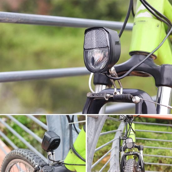 Fietslamp Koplamp - Dynamo Verlichting - Veilig Fietsen - Permanente Parkeerfunctie - 10x6x6 cm - Zwart — afbeelding 2