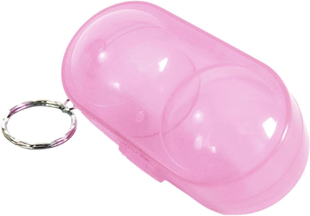Pong Bal Houder - Opbergdoos Sleutelhanger - Tafeltennis Ballen - Transparant Ontwerp - Ruimte voor Twee - Roze